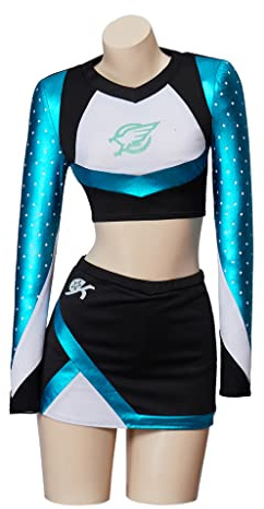 Willyacos Maddie Cheerleader Kostüm Maddy Perez Cosplay Cheerleading Outfit High School Musical Cheer Kostüm Uniform Kleid (Blau, M)