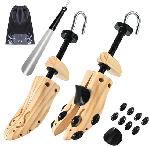 JJDPARTS Schuhspanner Holz, Schuhspanner Herren und Damen, 4-Wege Schuhdehner, Schuhweiter für Einstellbare Länge und Breite mit