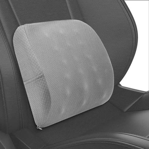 Quirlig Lendenkissen Auto, Memory-Schaum Lendenstützkissen, Autositz-Rückenkissen, Ergonomisches Rückenkissen für Auto, Zuhause, Büro, Rollstuhl, Grau