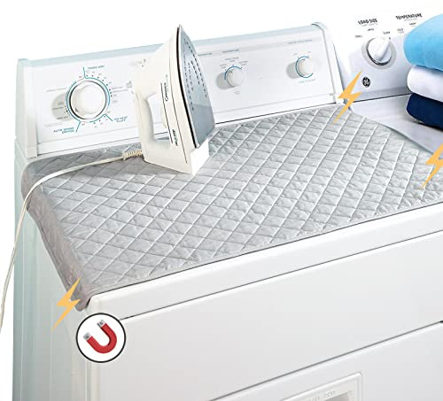 Magnetische Bügelmatte, Decke, Bügelbrett-, Bügelbrett-Alternative Bezug/Gesteppte Waschmaschine/Trockner/hitzebeständige Pad/tragbares Bügelbrettbezug/Matte grau 83 x 45,7 cm