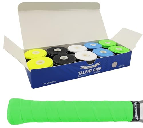 G-Lueck 10er Set Tennis Griffband (sehr griffig) | 0,50-0,60mm Stärke | Overgrip für Squash Badminton Schläger & Kicker inkl. selbstklebendes Abschlußband | Anti-Rutsch