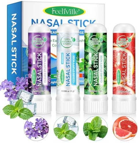 Inhalierstift für die Nase,Nasal Stick,Linderung von Verstopfter Nase, Tägliche Entspannung,Stressabbau,Fokus Verbessern, Natürliche,Reisefreundlich,Kühlendes,Erfrischendes Gefühl,Atmung Verbessern,4p