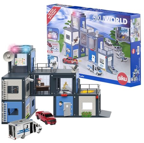 siku 5510, Polizeistation, Kunststoff, Multicolor, Light & Sound, Inkl. 2 Fahrzeugen und Zubehör, Vielseitig aufbaubar, Viele Funktionen