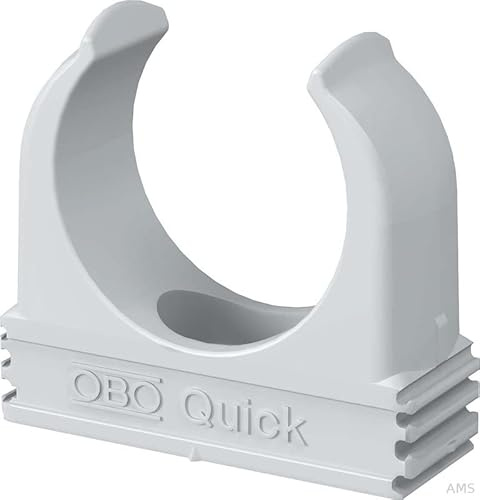 20x OBO Bettermann M32 Quick-Schellen | Klemmschelle | Rohrschelle | anreihbar | lichtgrau | 32mm | 20 Stück