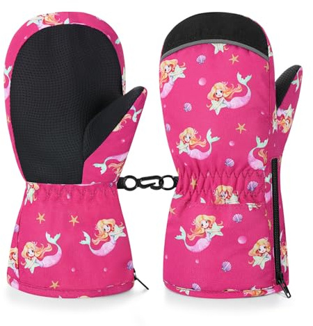 MoKo Handschuhe Kinder, Winterhandschuhe Kinder & Fäustlinge Kind - Winddicht und Wasserdicht, Skihandschuhe Kind für Outdoor Sports Snowboard für Jungen Mädchen von 2-3 Jahren, XS, Rosarot