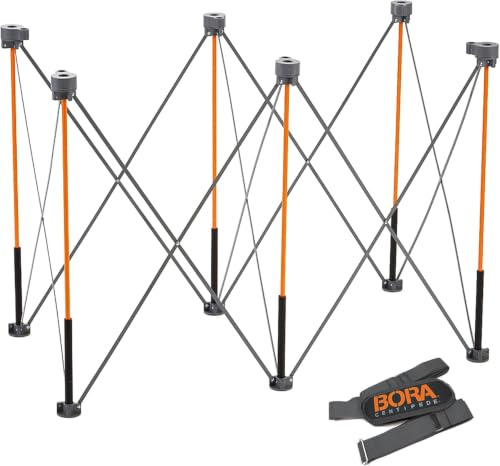 Bora Centipede 91,4 cm hoher werkbank klappbar mit Tragegurt, zusammenklappbare Werkbank, Bautisch, 61 x 122 cm,1,1 kg Tragkraft, Orange/Schwarz
