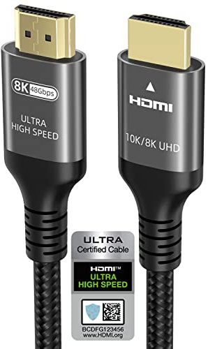 Ubluker 10K 8K 4K HDMI Kabel 48Gbps 2M, Zertifiziertes Ultra High Speed HDMI® Kabel 4K 240Hz 144Hz 8K 60Hz 0.01ms HDR10+ ARC eARC HDCP2.3 Netflix Roku TV PC Monitor Projektor PS5 4 Xbox