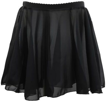 1 Stück Mädchen Ballettrock Schwarz, Wickelrock mit Elastischem Bund, Transparentem Chiffon Tanz Rock, Damen Ballettrock (120-150, M, Regular)