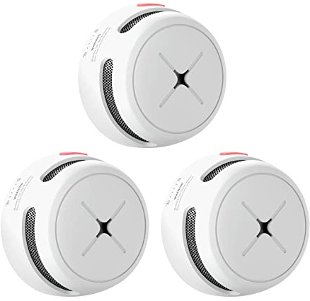 Rauchmelder 3er Set, AEGISLINK 10-Jahres Batterie Mini photoelektrischer Feuermelder, Brandmelder mit Test-/Stummschalt-Taste, Schwacher Batterie Warnung, S500