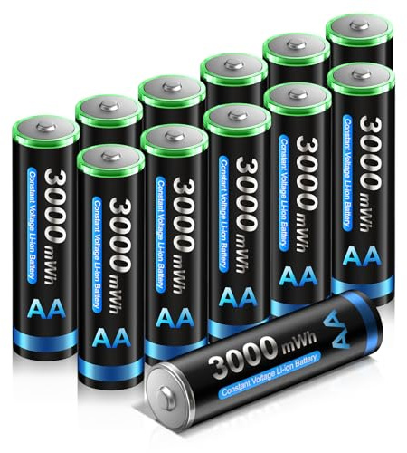 CITYORK AA Akku 3000mWh 12 Stück 1.5V Wiederaufladbare Lithium Batterien mit Akkuboxs Geringe Selbstentladung