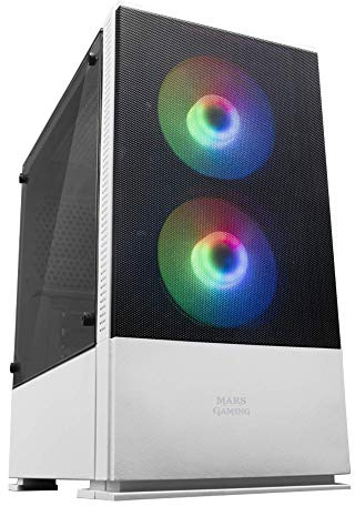 Mars Gaming MCZW, Premium-Kompakt-PC-Gehäuse, MicroATX, Panel + Front Mesh, Weiß