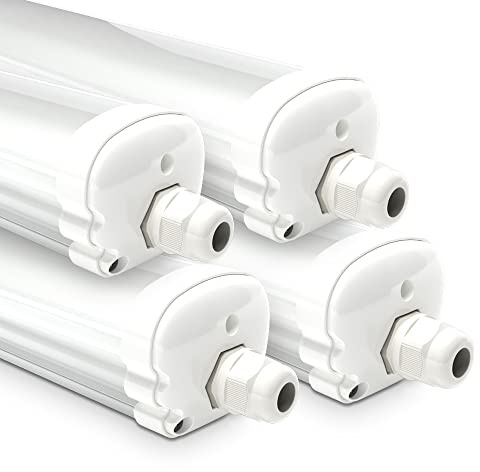 HOFTRONIC - 4er Pack LED Feuchtraumleuchte 120cm IP65-36W 4320 Lumen - 4000K Neutralweiß - Verknüpfbar - Kellerleuchte, Nassraumleuchte - Feuchtraum Wannenleuchte
