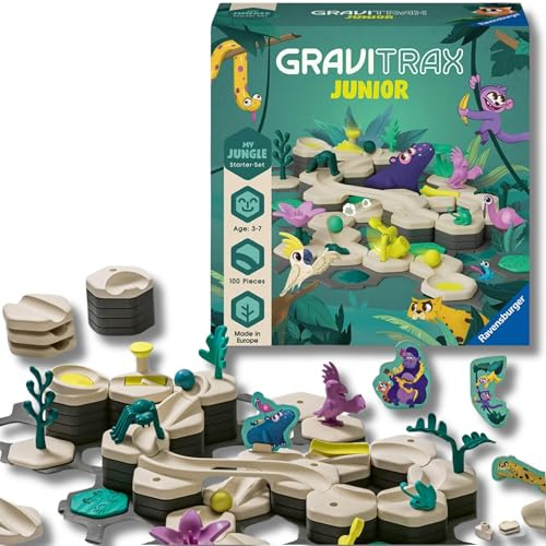 Ravensburger GraviTrax Junior Starter-Set L Jungle 27499 -Murmelbahn überwiegend aus nachwachsenden Rohstoffen mit Themenwelten, Lern- und Konstruktionsspielzeug für Jungs und Mädchen ab 3 Jahren