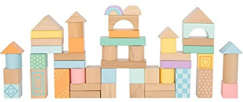 Small Foot Holzbausteine Pastell, 50-teiliges Set zur Förderung der Kreativität, ab 12 Monaten, 11722 Toys, Mehrfarbig/Meereswellen (Ocean Tides)