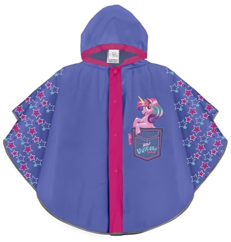 PERLETTI Einhorn Regenponcho Mädchen 3 4 5 6 Jahre - Pink Unicorn Regenjacke für Kinder mit Reflektorstreifen - Umhang Reflektierend Wasserdicht Regen Mantel mit Kapuze - Cool Kids