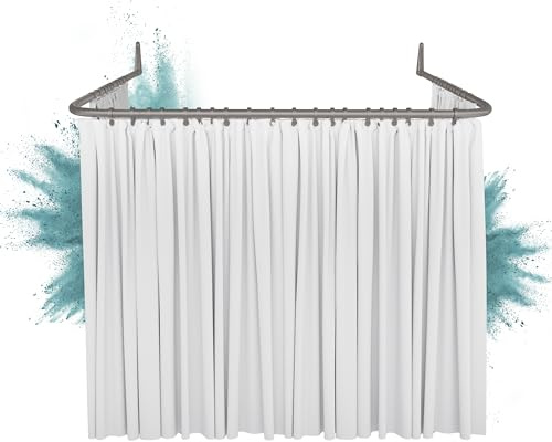 Erica Winkelstange Dusche 85x95x85 cm, Winkelstange Duschvorhang, Wandmontage ohne Deckenbefestigung - Grau glänzende Pulverbeschichteter Stahl, 100% Rostfrei