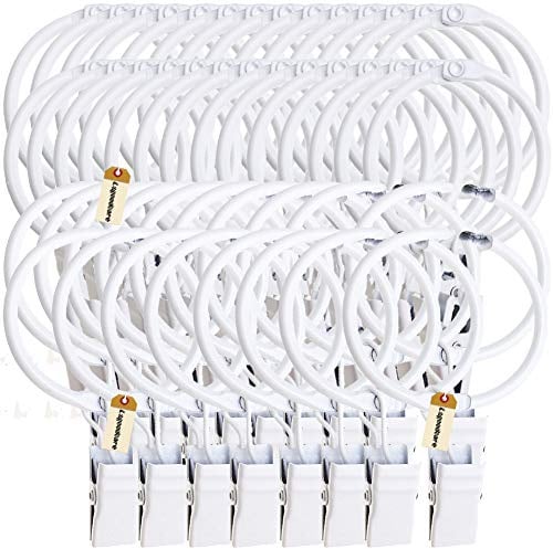Lsgoodcare Openable Vorhang Clips mit Ringen weiß, Starke Metall dekorative Vorhangklammer 1,26 Zoll, Rustproof Drapery Open Clip Ringe Packung von 40 Mehrweg