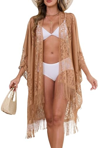 colornival Strandkleid Damen aus Spitze, Kimono für Damen | Luftiger Strandkimono Damen mit offener Vorderseite, Strandüberwurf für Bikini, Urlaub Must Haves