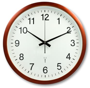 CLOXON Funkwanduhr Holz Optik Wohnzimmeruhr Funkuhr 32,5 cm ohne Ticken Küchenuhr batteriebetrieben Design Wanduhr braun