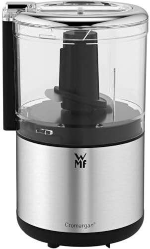 WMF Küchenminis Zerkleinerer, Cromargan matt, platzsparender Multizerkleinerer mit Einhandbedienung, abnehmbarer Behälter (0,3l), 65 W