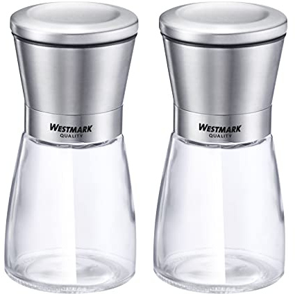 Westmark Gewürzmühlen-Set, Inhalt: 2 Mühlen, Mit Keramikmahlwerk, Glas/Keramik/Rostfreier Edelstahl, Edelstahl, Transparent/Silber/Schwarz, 63352260