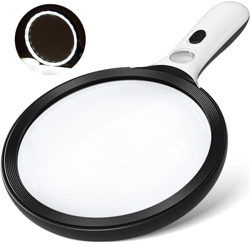 AIXPI Leselupe mit Licht, 24 LEDs & UV Licht, Leichtgewicht Groß Handlupe Vergrößerungsglas für Senioren, Kinder, Juwelier