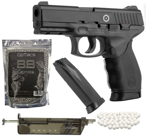 OpTacs Set Softair Pistole Cybergun PT24/7 Airsoft + Speedloader + 1000 BB Markenkugeln Federdruck Air Soft
