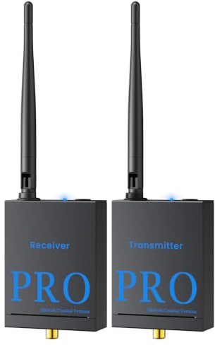 1Mii (1 TX + 1 RX) Drahtlos Audio Sender Empfänger, 2,4 GHz Funkübertragung | Geringe Latenz, HiFi-Musik für TV/PC zu Aktivlautsprecher/Verstärker/AV-Receiver, Optisch/Koaxial/3,5-mm/Cinch-Anschluss