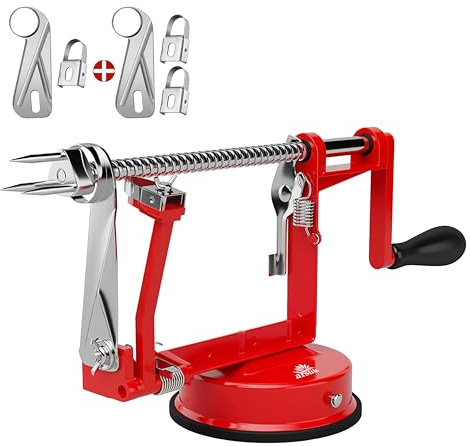 ARSUK Apfelschäler - (3 Zusätzliche Klingen) Schäler, Entkerner, Schneider, Edelstahl Klingen, Verstellbarer Schälarm, Spülmaschinenfest Obstschäler, Ideal für Äpfel, Birnen und Kartoffeln