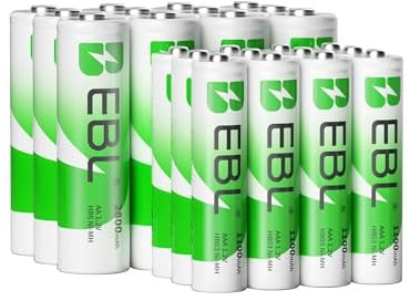EBL AA AAA Akku Pack 24 Stück - AA 2800mAh 12 Stück mit AAA 1100mAh 12 Stück, 1,2V NI-MH wiederaufladbare Batterien