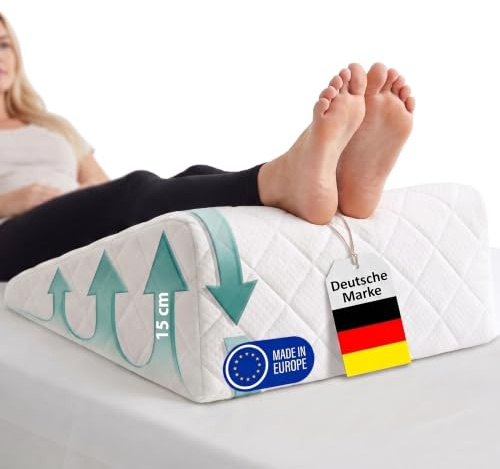 Venenkissen - Beinkissen zum Hochlagern mit abnehmbarem & waschbarem Bezug | 71 x 40 x 15 cm | Venenkissen Beinhochlagerungskissen, Ideal als Keilkissen für die ergonomische Hochlagerung der Beine