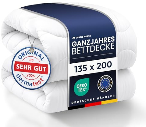 Gentle North Bettdecke 135x200 als Schlafdecke - Ganzjahresdecke für Allergiker geeignet - Weiche Steppdecke - Besonders Flauschig & waschbar bei 60°
