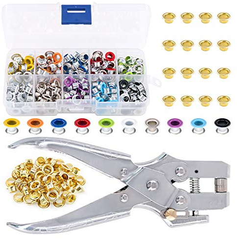 Swpeet 401 Stk Ösen Ösenzange Set,Ösenzange mit Tülle Ösen Scheiben(Innen-Ø 19mm),Grommet Werkzeug Kit mit Aufbewahrungsbox Locheisen & Einschlagstempel Ösen Sets für Leder und Stoffgürtel Kleidung