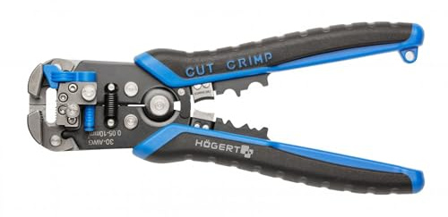 HÖGERT TECHNIK Automatische Abisolierzange und Schneidzange 210 mm, 0,05-10 mm², SK5-Stahl, Crimp- & Schneidfunktion, ergonomischer Griff, Präzise und Langlebig