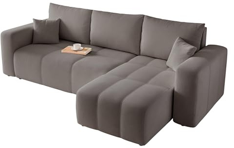 GREKPOL Sofa mit Schlaffunktion 145x248 - Dunkelgrau Ecksofa mit Schlaffunktion und Bettkasten - Sofa 3 Sitzer - Schlafsofa - Couch - Schlafsofa mit Bettkasten