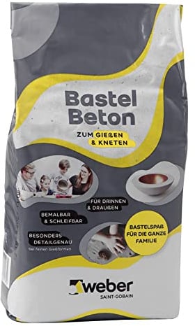 WEBER | Bastelbeton 5 kg | zum Gießen & Kneten | bemalbar, lackierbar, schleifbar | für Hobby- & Kreativarbeiten | für Innen & Außen | Beton zum Basteln Bastelzement