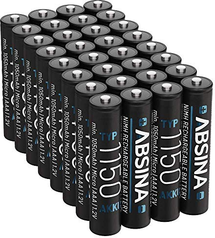 ABSINA AAA Akku für Telefon Gigaset 1150 NiMH 32er Pack - Akku AAA für Telefon mit 1,2V & min. 1050 mAh - Geeignet für Gigaset CL660HX, A400 A415, C300 C430, C475 C530 UVM.