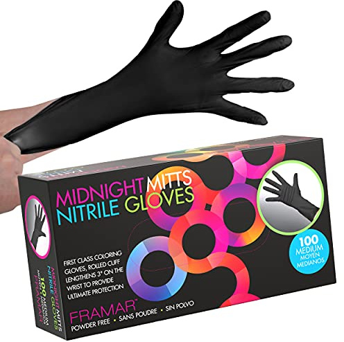 FRAMAR Einweghandschuhe Schwarz - Einmalhandschuhe M, Nitrilhandschuhe M, Handschuhe Einweg M, Mechaniker Handschuhe, Schwarze Einweghandschuhe, Nitril Handschuhe M, Latexhandschuhe M – 100