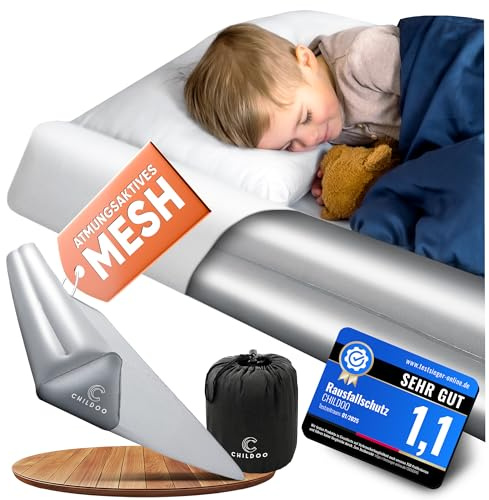 CHILDOO aufblasbarer Rausfallschutz Bett Reise für Kinder & Baby - Bettgitter Rausfallschutz für Boxspringbett 200cm - Bettschutzgitter Kinderbett Elternbett - tragbarer Fallschutz Bett Rausfallschutz