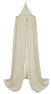 Jollein Baldachin Vintage Ruffle Nougat - Höhe 245 cm - Betthimmel Babybett Kinderzimmer - Beige