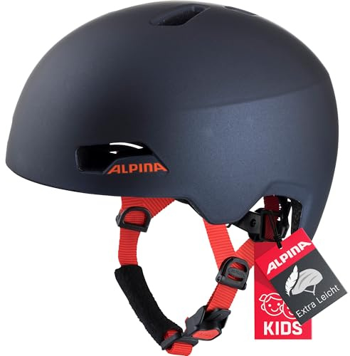 ALPINA Hackney - Leichter, Bruchfester & Optimal Klimatisierter Fahrradhelm für Kinder, Mit Nachrüstbarem LED für Gute Sichtbarkeit, Indigo, S (47-51 cm)