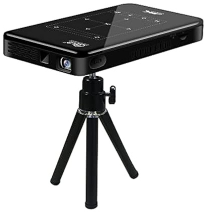 Garsent DLP Projektor, 3D 4K HD 1080P tragbarer intelligenter WiFi DLP Beamer Projektor mit Stativ Heimkino Media-Player unterstützt Android-System/HDMI/USB/Bluetooth/TF-Karte