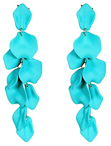 EVER FAITH Lange Blütenblatt-Ohrringe für Damen Mädchen, Acryl Blume Blütenblatt Statement Dangle Ohrringe Sommer Urlaub Schmuck