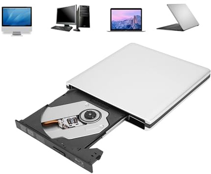 Dpofirs Blu-Ray-Player für PC, USB3.0 Blu-Ray, Externes Optisches Laufwerk, Disc-Brenner, DVD, CD, BD-Brenner, Recorder