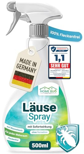 HomeBugProtect Läuse Spray 500ml - Anti Läuse Spray für Textilien und Möbel - Effektives Läuse Abwehrspray als Vorbeugung & Behandlung für Zuhause - Ideale Ergänzung zum Läuseshampoo