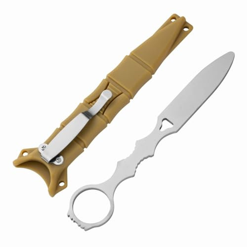 Amacigana Fixed Blade - Trainingsmesser, mit feststehender Klinge, für Trainingszwecke, Trainingsmesser ungeschärft, 440C Stahl Trainingsmesser und Scheide