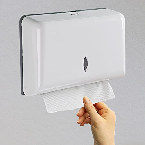Papierhandtuchspender, Wandmontage Taschentuchspender | Papierhandtuchspender Ohne Bohren - für C, Z ode Falz PapierhandtüCher - AbschließBar 200 Blatt - weiß