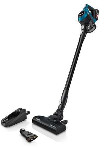 Bosch Akku-Staubsauger Unlimited Serie 6 BKS6111P, kabelloser Handstaubsauger, beutellos, leicht, Hygiene-Filter, 10 Jahre Motorgarantie, hohe Saugleistung, Lange Laufzeit, alle Bodenarten, blau