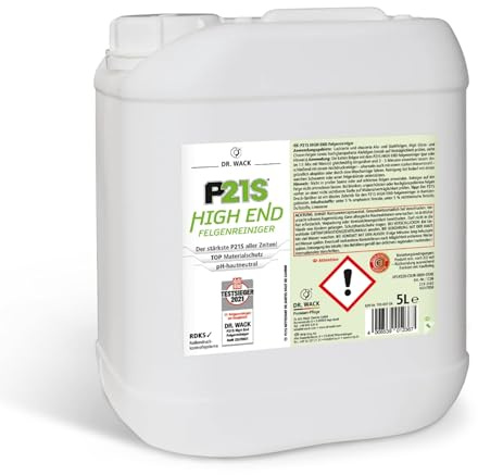 DR. WACK - P21S HIGH END Felgenreiniger 5 Liter - Felgen Spray mit Gel-Formel & Wirkindikator - Schnelle & schonende Reinigung - pH-hautneutral & biologisch abbaubar - Hochwertige Autopflege