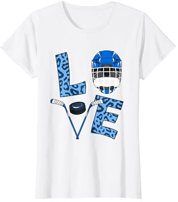 Love Ice Hockey Gepard Mädchen Hockey Damen Eishockey T-Shirt, Damen, Weiß, L